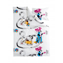 Moomin Duvet Cover Pillowcase Hemulen Violet Blue 150 x 210 cm 55 x 65 cm Finlayson