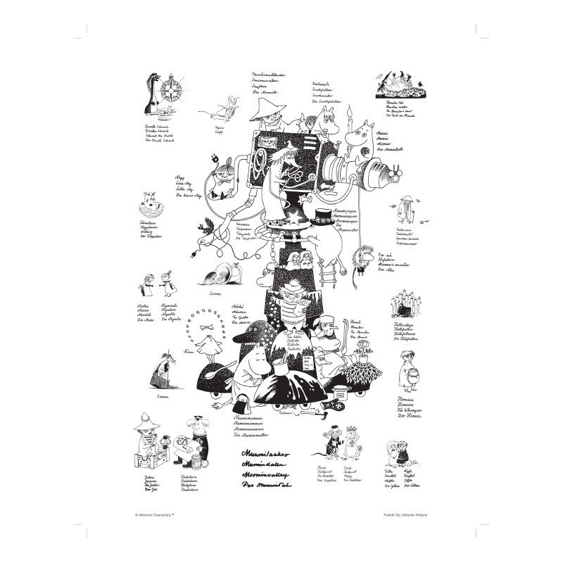 Moomin Poster Moomin Valley Characters 24 x 30 cm Black and White