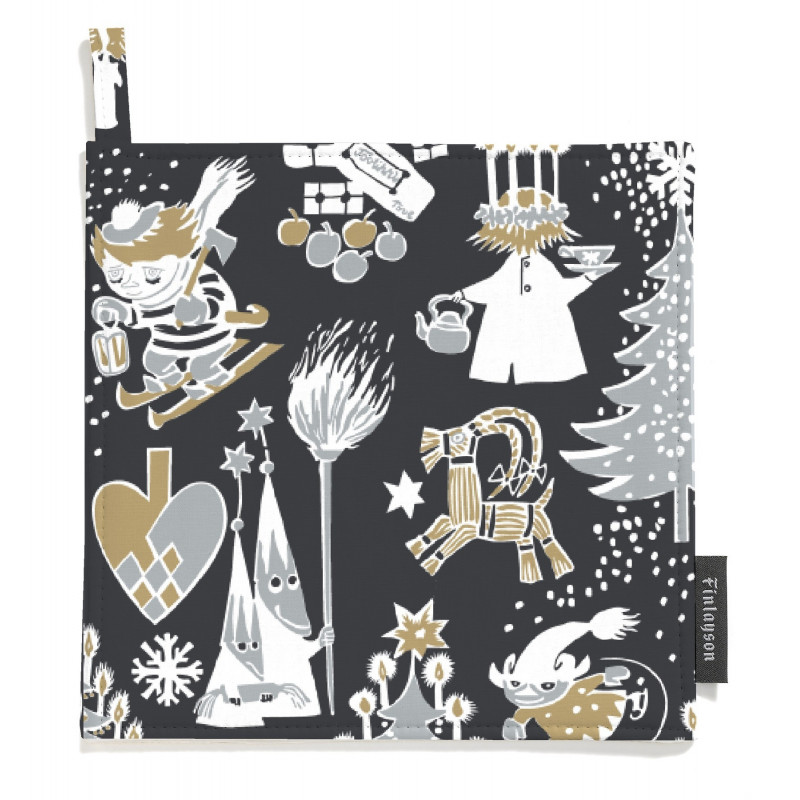Moomin Pot Holder Christmas Black 2 pcs 22 x 22 cm