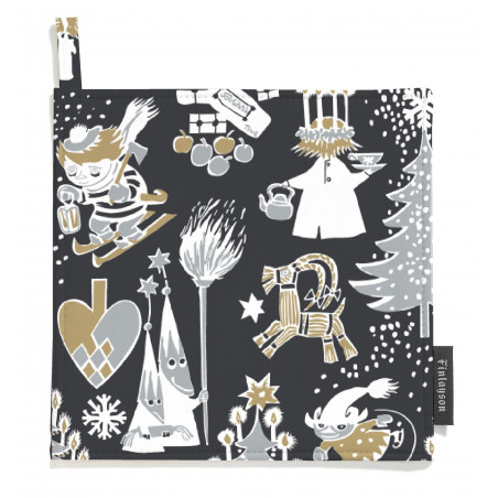 Moomin Pot Holder Christmas Black 2 pcs 22 x 22 cm