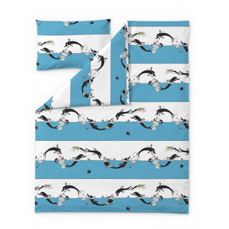 Moomin Duvet Cover Pillowcase Dolphin 120 x 160 cm 40 x 60 cmFinlayson