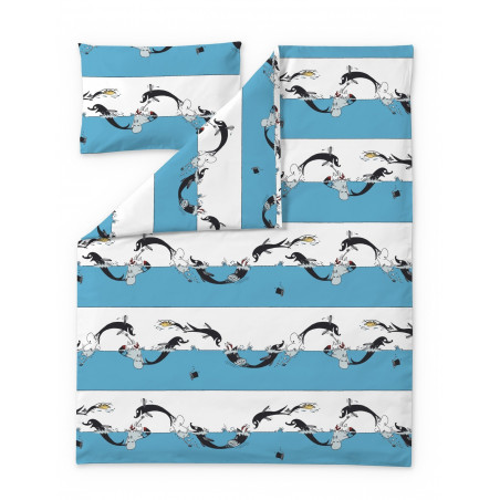 Moomin Duvet Cover Pillowcase Dolphin 120 x 160 cm 40 x 60 cmFinlayson
