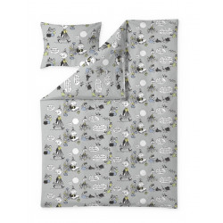 Moomin Duvet Cover Pillowcase Grey 150 x 210 cm Finlayson