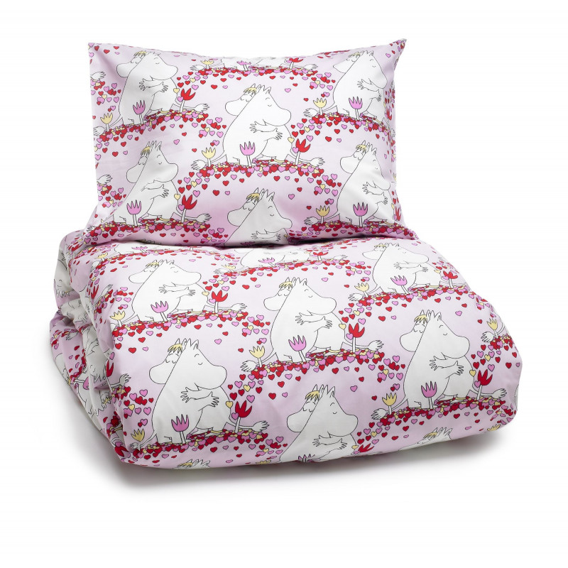 Moomin Duvet Cover Pillow Case Love Pink 150 x 210 cm/ 50 x 60 cm