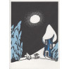 Moomin Greeting Card Letterpressed Sledging Putinki