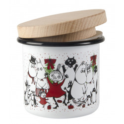 Moomin Enamel Storage Jar With Wooden Lid Winter Magic 8 cm