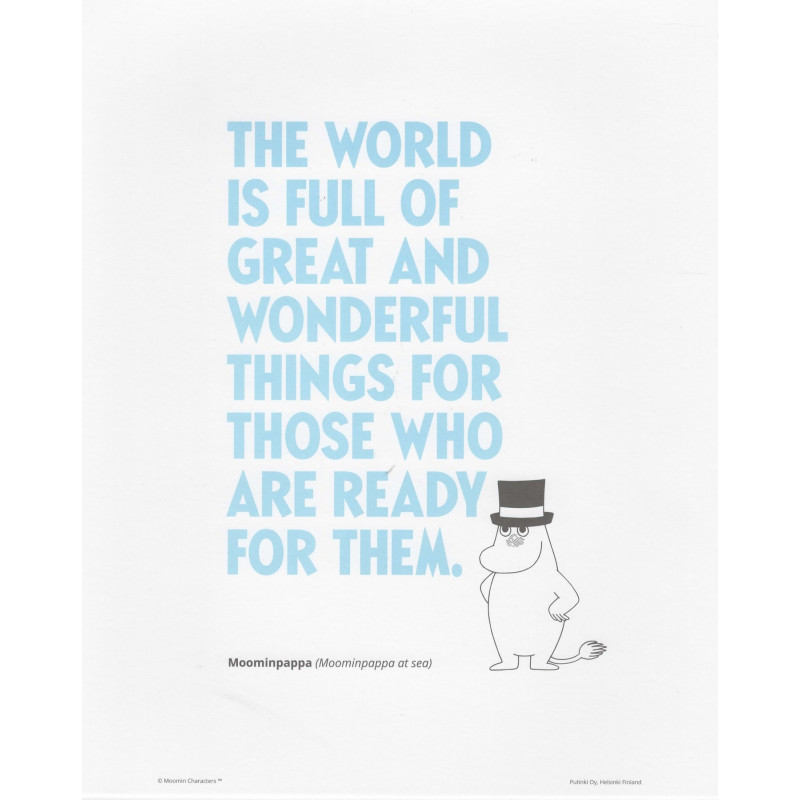 Moomin Poster Blue Text Moominpappa 24 x 30 cm Putinki