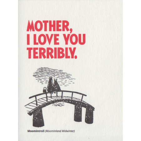 Moomin Greeting Card Letterpressed Mamma and Moomintroll Putinki