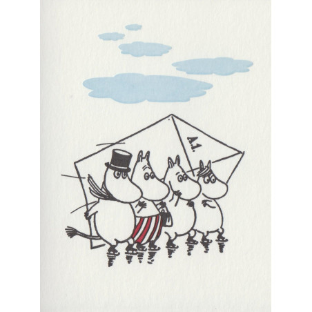 Moomin Greeting Card Letterpressed Skating Putinki