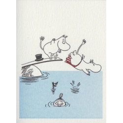 Moomin Greeting Card Letterpressed Swimming Putinki
