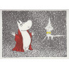 Moomin Greeting Card Letterpressed Illuminated Swimming House Putinki