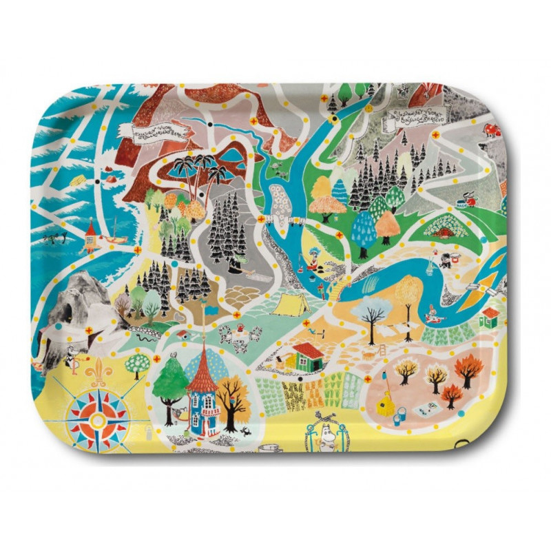 Moomin Birch Tray Japan Map Playground 36 x 28 cm