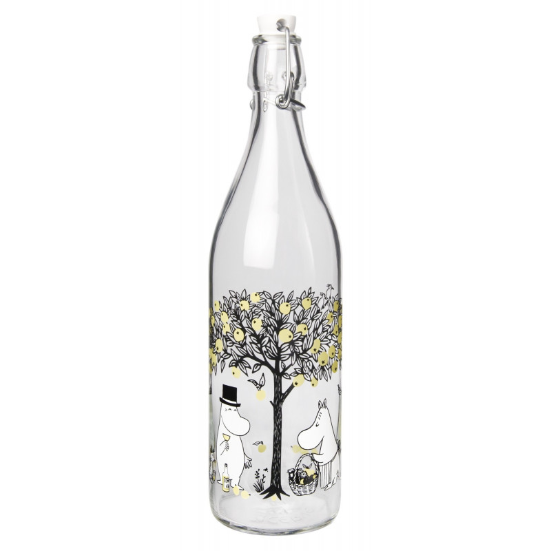 Moomin Glass Bottle with Lid Apples 1.0 L Muurla