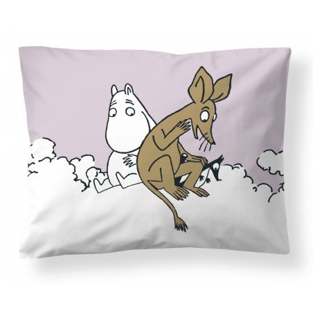 Moomin Pillowcase Pink Moomintroll and Sniff Clouds 50 x 60 cm Finlayson