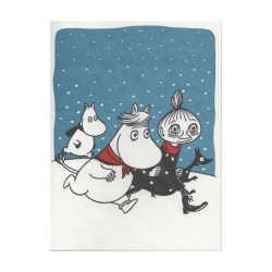 Moomin Greeting Card Letterpressed Christmas Galloping