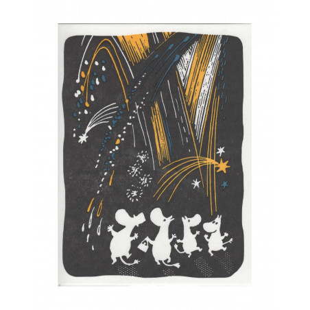 Moomin Greeting Card Letterpressed Christmas Fireworks