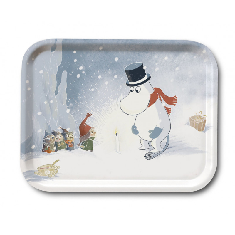 Moomi Tray Moominpappa Winter Candle 27 x 20 cm