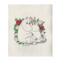 Moomin Dishcloth Snorkmaiden and Moomintroll Flower 17 x 20 cm