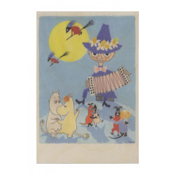 Moomin Wooden Postcard Birch Plywood Moomin and Witches