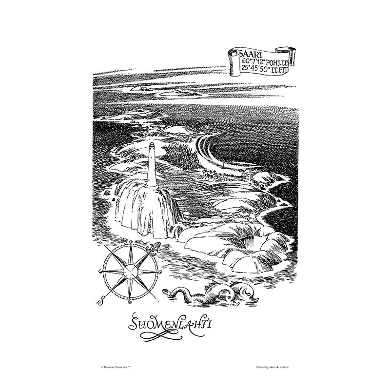 Moomin Poster The Gulf of Finland 24 x 30 cm Black and White