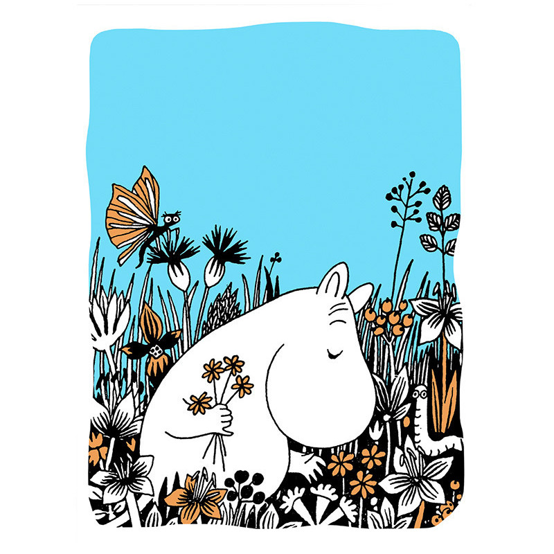 Moomin Letterpressed Greeting Card Moomintroll Picking Flowers