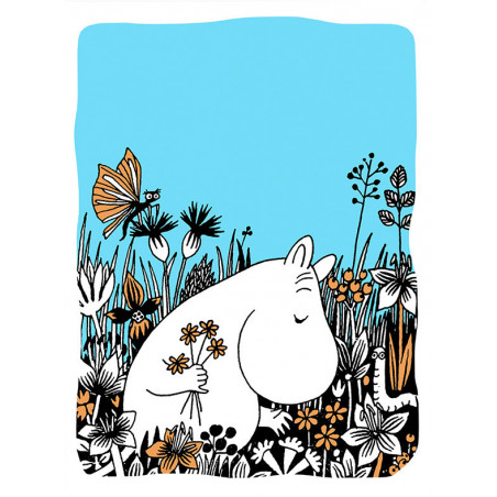Moomin Letterpressed Greeting Card Moomintroll Picking Flowers