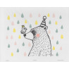 Mira Mallius Poster Bear and Bird Friends Rain Drops 24 x 30 cm