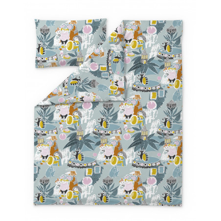 Moomin Duvet Cover Set Fairytale Turquoise Orange 120 x 160 cm 40 x 60 cm GOTS