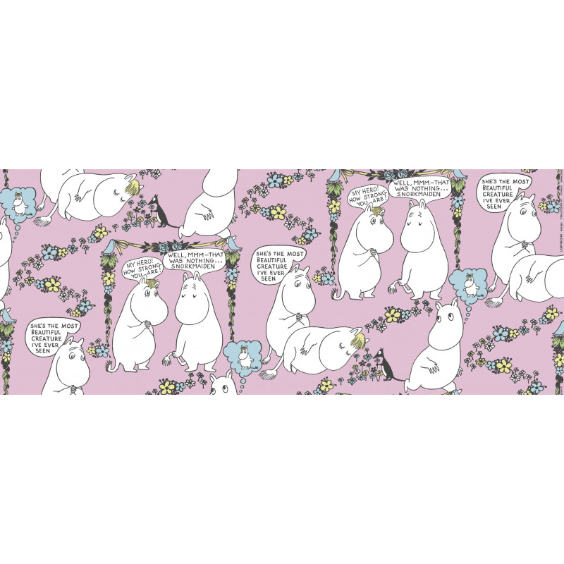  	Moomin Half Panama Fabric My Hero Lempimuumi Pink Finlayson 100 x 150 cm