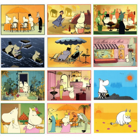 Moomin Set of 12 Postcards 10 Riviera Glitter plus 2