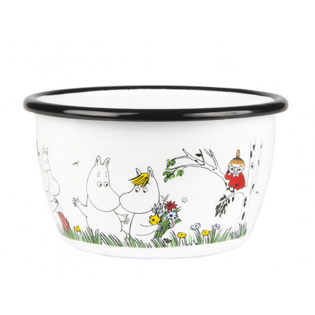 Moomin Enamel Bowl 0.3 L Happy Family