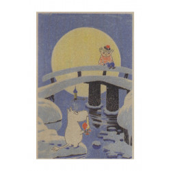 Moomin Wooden Postcard Birch Plywood Winter