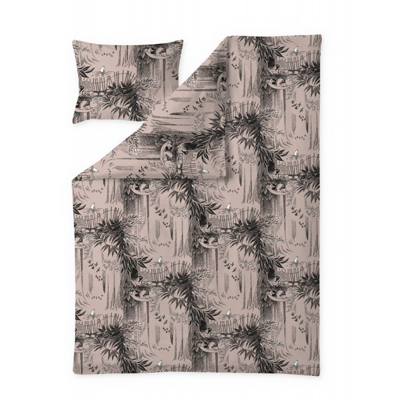 Moomin Duvet Cover Set Forest Rose Black 150 x 210 cm 50 x 60 cm GOTS