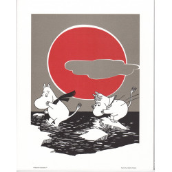 Moomin Retro Poster 24 x 30 cm Moomin Troll and Snorkmaiden Putinki