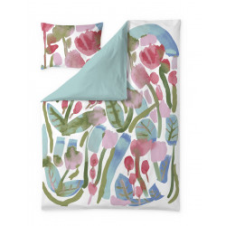 Finlayson Sateen Duvet Cover Set Kumpula White Red Aqua 150 x 210 cm