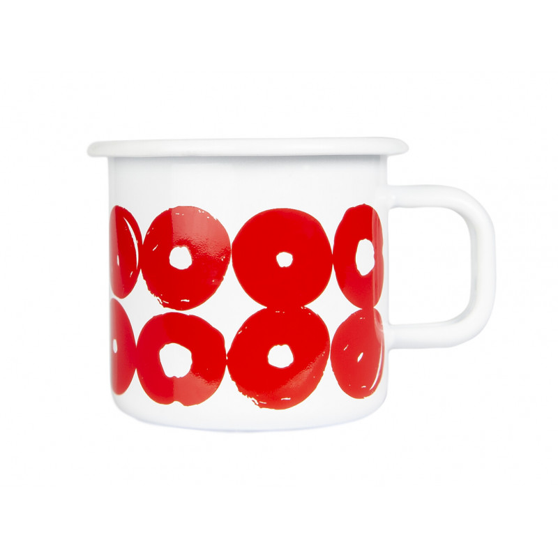 Muurla Enamel Mug Twirl Red White 0.37 L