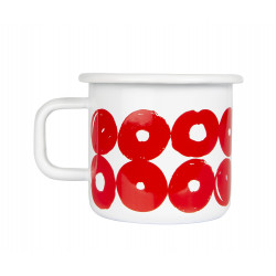 Muurla Enamel Mug Twirl Red White 0.37 L