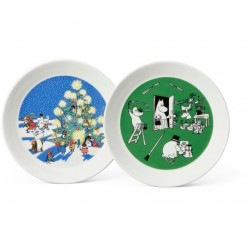 Moomin Collectors Plate 19 cm 2-pack Christmas and Drawing Arabia 