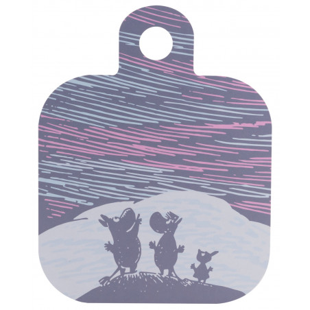 Moomin Chop and Serve Board Birch Veneer Winter Time Lights in the Sky 25 x 32 cm