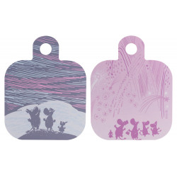 Moomin Chop and Serve Board Birch Veneer Winter Time Lights in the Sky 25 x 32 cm