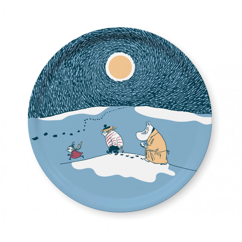 Moomin Birch Tray Round 31 cm Snow Moonlight Winter 2021