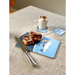 Moomin Pot Coaster Cutting Board Snow Moonlight WInter 2021 30 x 20 cm