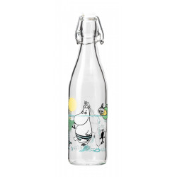 Moomin Glass Bottle with Lid Fun in the Water 0.5 L Muurla