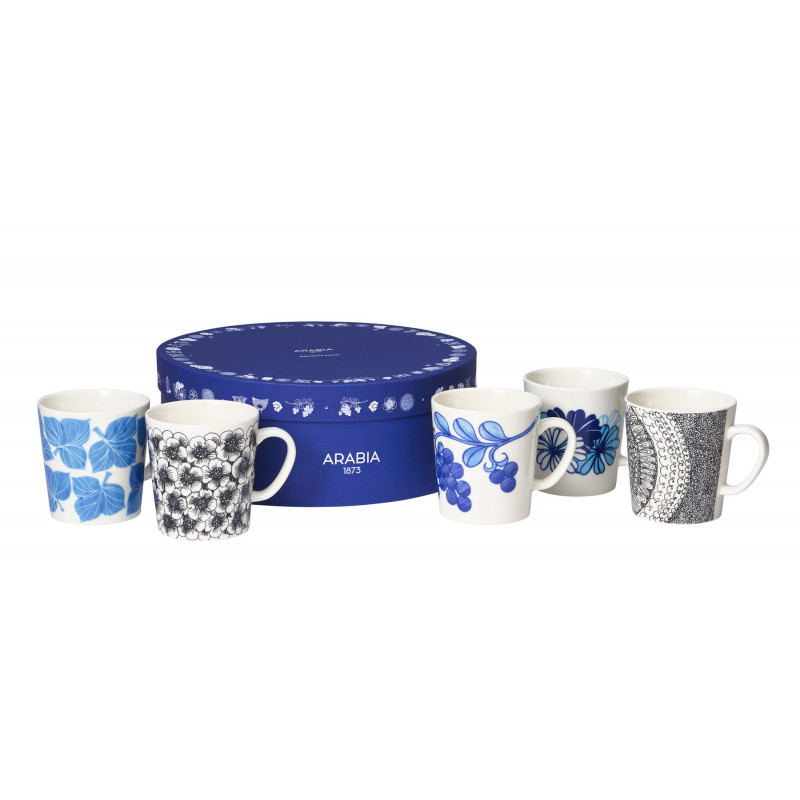 Arabia Beloved Patterns Set of 5 Mugs in Gift Box