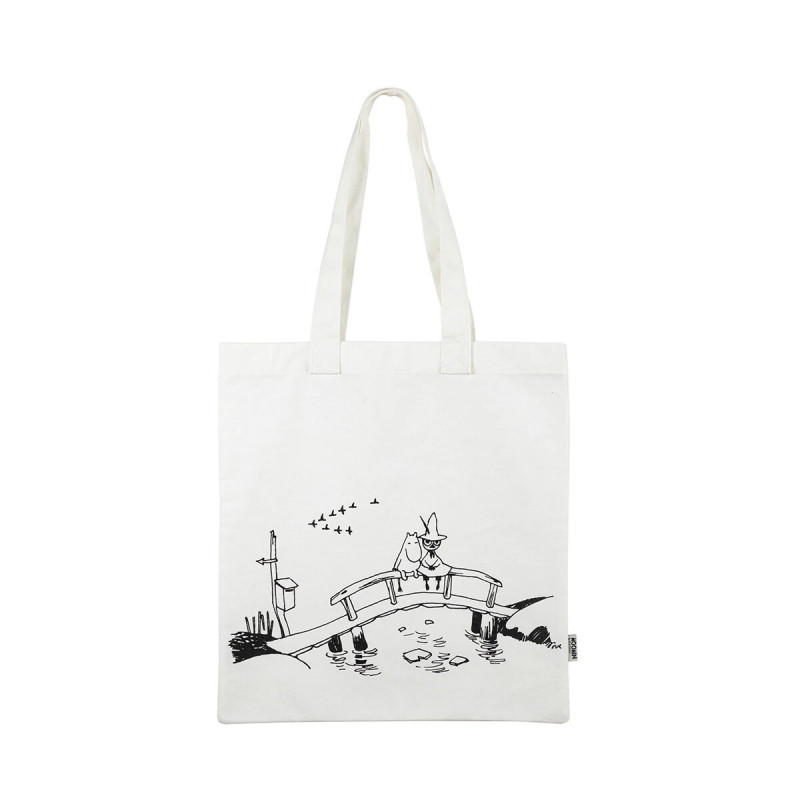 Moomin Bridge White Flat Totebag Ecobag Cotton