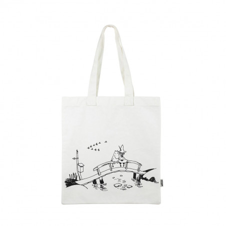 Moomin Bridge White Flat Totebag Ecobag Cotton