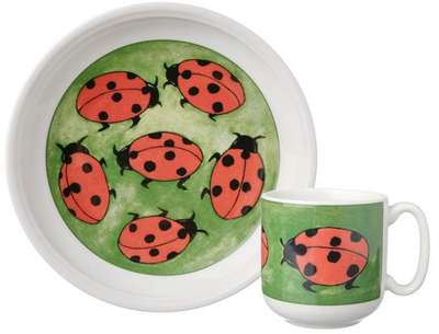 Arabia Children Set Plate and Mug Ladybirds