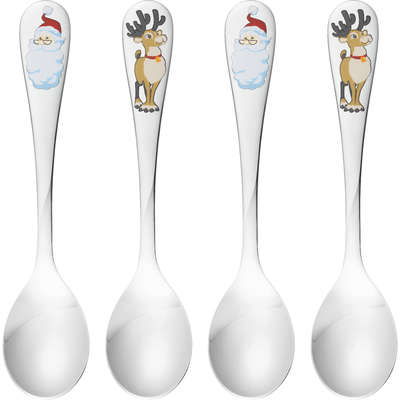 Santa Claus and Reindeer Set of 4 Coffee Spoons Hackman