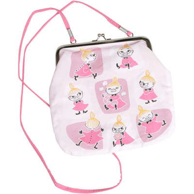 Moomin Canvas Purse with Shoulder Strap Little My Patches Pink