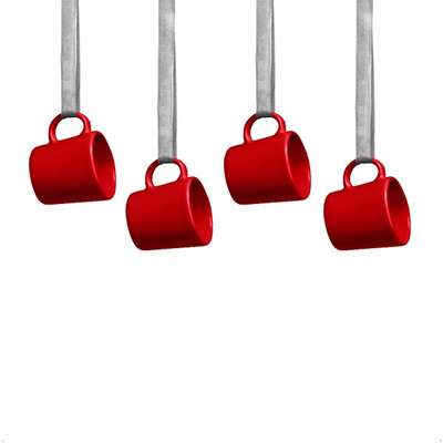 Teema Red 4 Mini Mugs for Christmas Tree